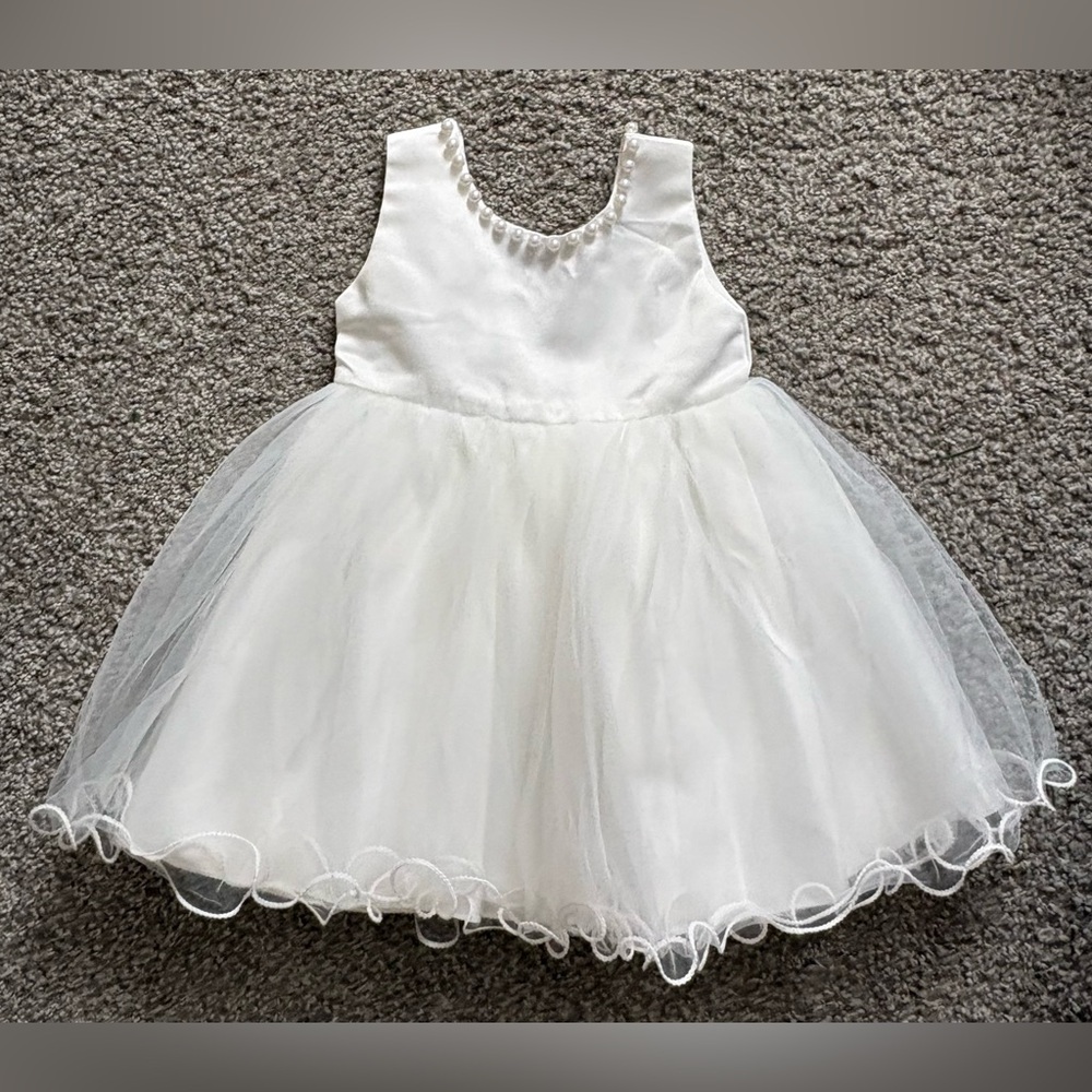 🧸 2/20 Elegant White Tulle Baby Dress | 12m